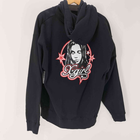 エックスガール X-girl 24AW FACE AND STARS SWEAT HOODIE フェイスアンドスター スウェット フーディー パーカー レディース JPN:L