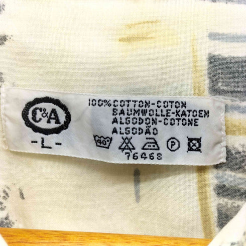 80-90S C&A 総柄 コットン S/S シャツ メンズ import:L
