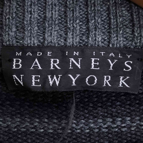 バーニーズニューヨーク BARNEYS NEWYORK イタリア製 アクリル メリノウール ボーダー ハーフジップ ニット メンズ import:L
