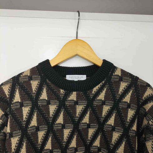 アデイインザライフユナイテッドアローズ A day in the life UNITED ARROWS 25AW アブストラクト パターン ニット メンズ JPN:M