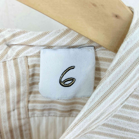 ロクビューティーアンドユースユナイテッドアローズ 6 BEAUTY & YOUTH UNITED ARROWS STRIPE BAND COLLAR SHIRT レディース JPN:36