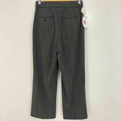 ユニクロ UNIQLO タックワイドパンツ(チェック・丈標準68~70cm) レディース JPN:L