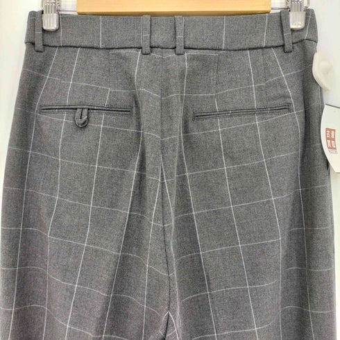 ユニクロ UNIQLO タックワイドパンツ(チェック・丈標準68~70cm) レディース JPN:L