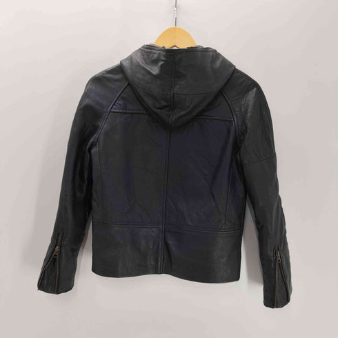 JTP LEATHER 本革 リアルレザー フーデッド フルジップ ライダース ジャケット ダブルジップ レディース