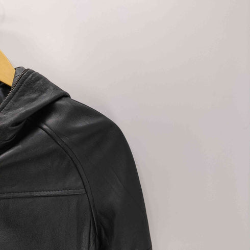 JTP LEATHER 本革 リアルレザー フーデッド フルジップ ライダース ジャケット ダブルジップ レディース