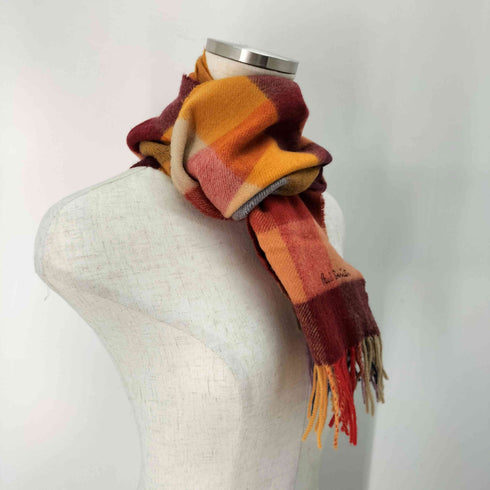 ポールスミス Paul Smith ドイツ製 ブロックチェック カシミヤ混 ウール マフラー メンズ