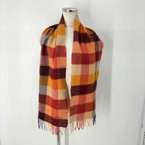 ポールスミス Paul Smith ドイツ製 ブロックチェック カシミヤ混 ウール マフラー メンズ