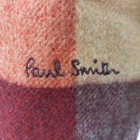 ポールスミス Paul Smith ドイツ製 ブロックチェック カシミヤ混 ウール マフラー メンズ