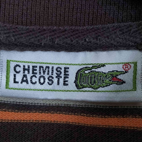 シュミーズラコステ CHEMISE LACOSTE ロゴ刺繍 マルチボーダー 鹿の子ポロシャツ メンズ import:L