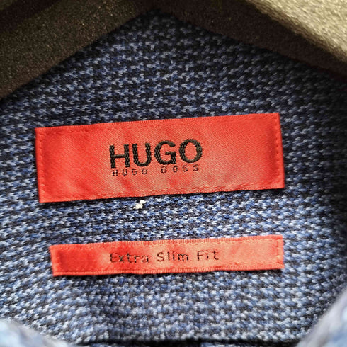 ボスヒューゴボス BOSS HUGO BOSS EXTRA SLIM FIT エクストラスリムフィット レギュラーカラー コットンシャツ メンズ import:XL