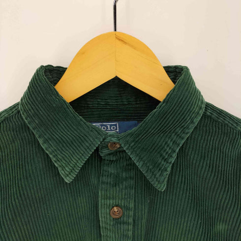 ポロバイラルフローレン Polo by RALPH LAUREN CLASSIC FIT マチ付き レザー パッチ 太畝 コーデュロイ L/S シャツ メンズ import:M