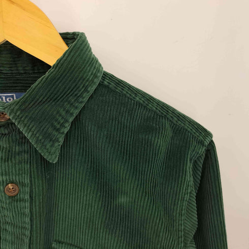 ポロバイラルフローレン Polo by RALPH LAUREN CLASSIC FIT マチ付き レザー パッチ 太畝 コーデュロイ L/S シャツ メンズ import:M