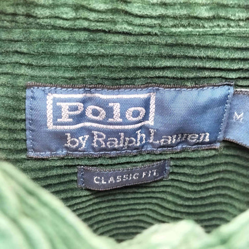 ポロバイラルフローレン Polo by RALPH LAUREN CLASSIC FIT マチ付き レザー パッチ 太畝 コーデュロイ L/S シャツ メンズ import:M