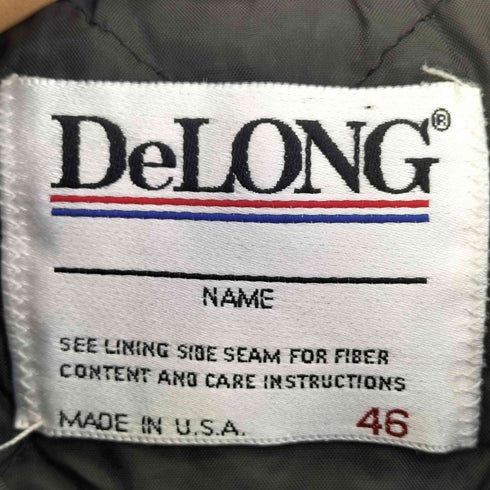 ディロング Delong 90s USA製 袖レザー ウール ワッペン スタジアムジャンパー スタジャン メンズ 46