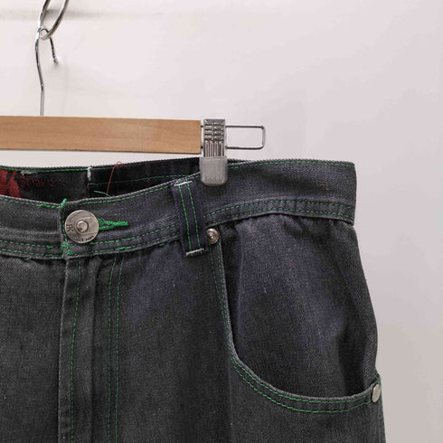 RK DENIM 00S Y2K ステッチ 刺繍 デザイン 5ポケット バギー デニム パンツ 極太 メンズ