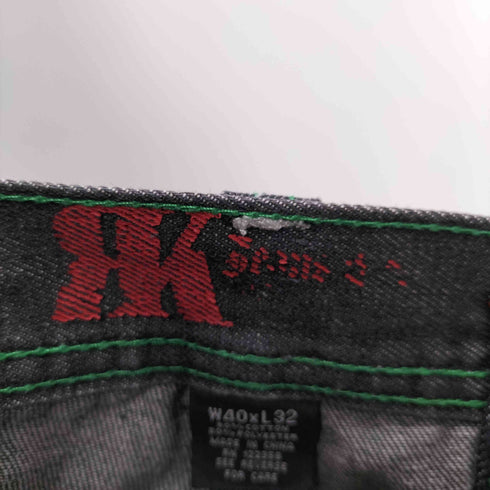 RK DENIM 00S Y2K ステッチ 刺繍 デザイン 5ポケット バギー デニム パンツ 極太 メンズ