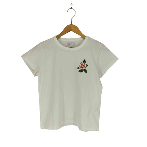 アニエスベー agnes b. クルーネック 刺繍 半袖 Tシャツ レディース 2