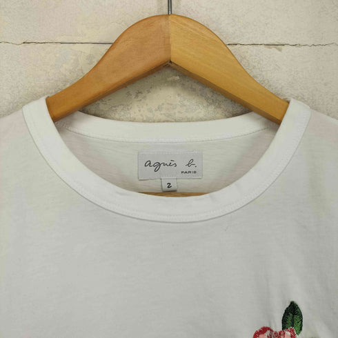 アニエスベー agnes b. クルーネック 刺繍 半袖 Tシャツ レディース 2