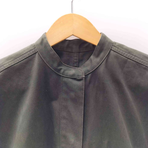 エムエムシックスメゾンマルタンマルジェラ MM6 Maison Martin Margiela 14AW 異素材切替 ハーフスリーブ 袖カットオフ バンドカラー 裾スリット 比翼 コート レディース 36