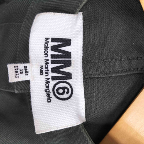 エムエムシックスメゾンマルタンマルジェラ MM6 Maison Martin Margiela 14AW 異素材切替 ハーフスリーブ 袖カットオフ バンドカラー 裾スリット 比翼 コート レディース 36