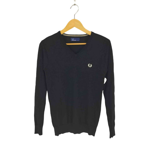 フレッドペリー FRED PERRY ロゴ刺繍 ウール Vネック セーター メンズ import:XS