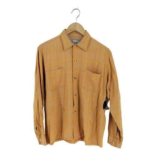キャンパス CAMPUS 50-60s USA製 レーヨン オンブレチェックシャツ メンズ import:M
