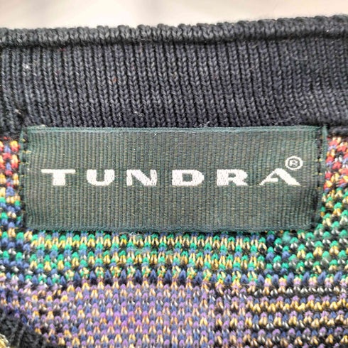 ツンドラ tundra 3D 立体編み マルチカラークルーネックニット メンズ M