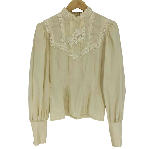 ガニーサックス GUNNE SAX GUNNIES 70S スタンドカラー L/S フリル レース ブラウス vintage レディース