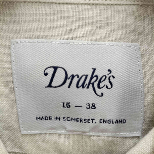 ドレイクス Drakes 別注 リネン ソリッド レギュラーカラーシャツ メンズ US:38