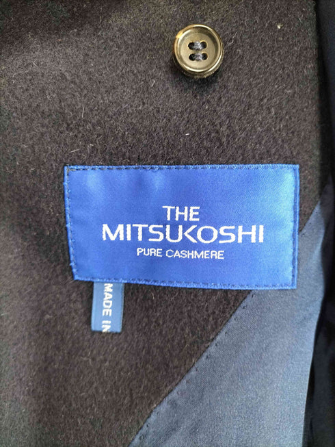 ミツコシ MITSUKOSHI pure cashmere 比翼ステンカラーコート メンズ 170