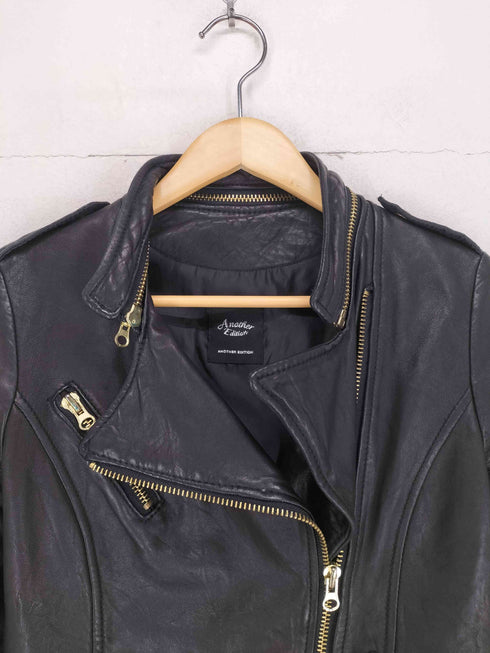 アナザーエディション Another Edition lamb leather ラムレザーダブルライダースジャケット レディース M
