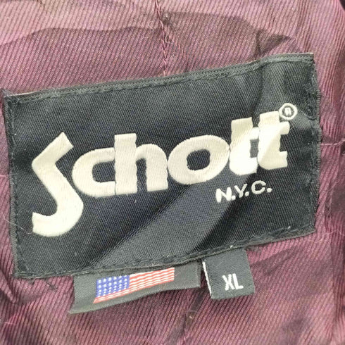 ショット Schott ロゴ刺繍 シングル ライダースジャケット メンズ import:XL