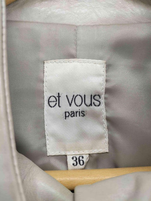 et vous cow leather カウレザー比翼シングルライダースジャケット レディース 36