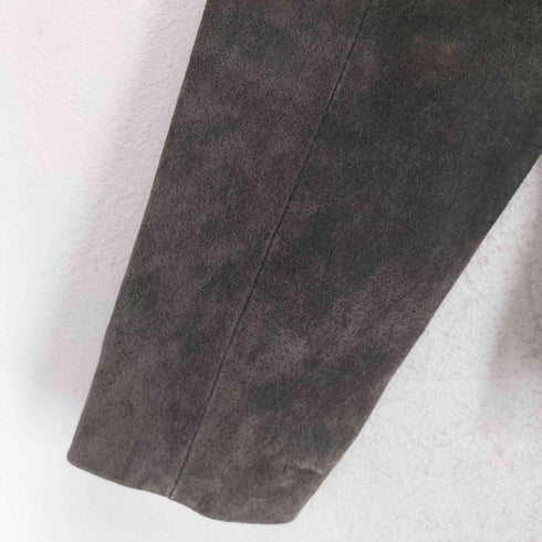 goosecraft pig leather ピッグレザーネイティブ柄切替フリンジデザインダブルジップノーカラージャケット レディース M