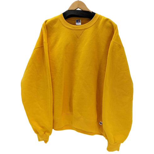 ラッセルアスレチック RUSSELL ATHLETIC USA製 前V 無地 ブランク トレーナー スウェット マスタード 裏起毛 メンズ import:XL