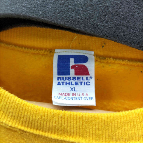 ラッセルアスレチック RUSSELL ATHLETIC USA製 前V 無地 ブランク トレーナー スウェット マスタード 裏起毛 メンズ import:XL