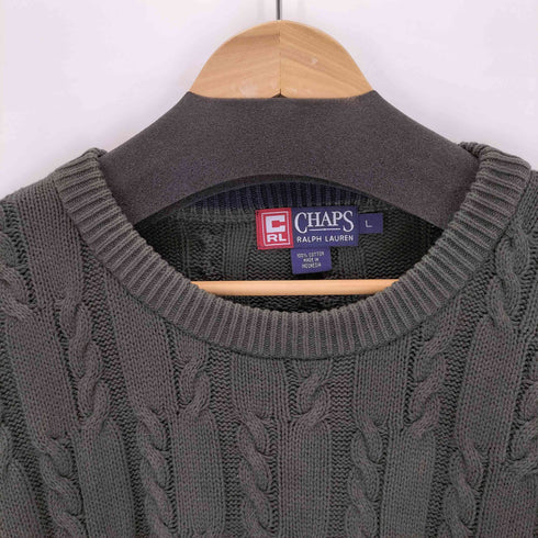 チャップスラルフローレン CHAPS RALPH LAUREN 90S 刺繍 コットンケーブルニット メンズ import:L