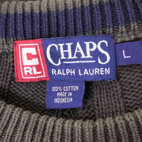 チャップスラルフローレン CHAPS RALPH LAUREN 90S 刺繍 コットンケーブルニット メンズ import:L