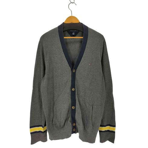 トミーヒルフィガー TOMMY HILFIGER ロゴ刺繍 ラインカーディガン メンズ XXL