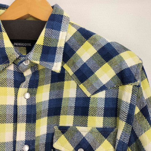 ブルーブルー BLUE BLUE INDIGO DYE フラップポケット チェック ネル ウエスタン シャツ メンズ 2