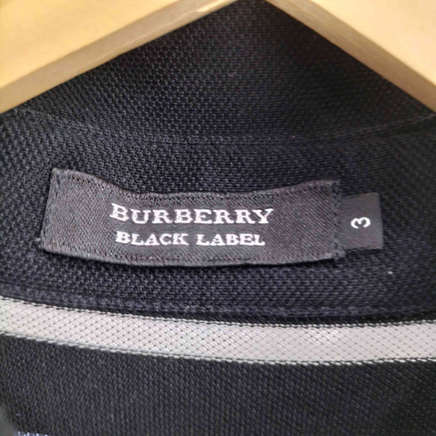 バーバリーブラックレーベル BURBERRY BLACK LABEL ロゴ刺繍 ボーダー 鹿の子 ポロシャツ メンズ 3