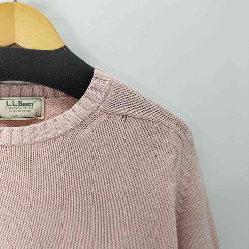 エルエルビーン L.L.Bean 80S USA製 リブ編み クルーネック コットン ニット セーター メンズ import:L