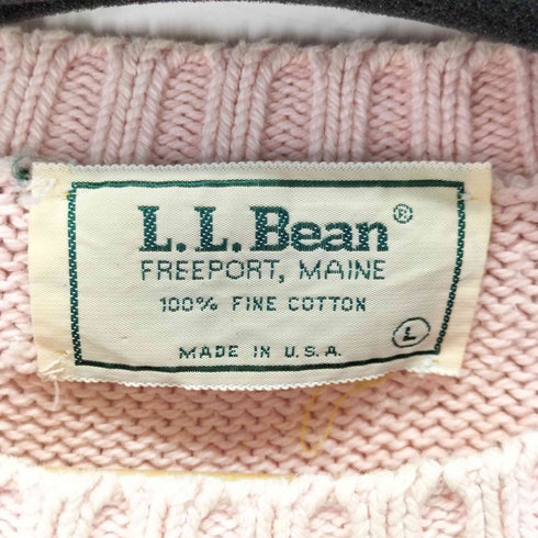エルエルビーン L.L.Bean 80S USA製 リブ編み クルーネック コットン ニット セーター メンズ import:L