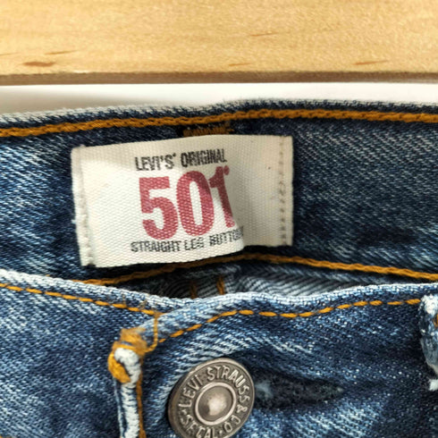 リーバイス Levis ドミニカ共和国製 501 straight fit ボタン裏刻印4140 ダメージ ストレート デニムパンツ メンズ W32L30