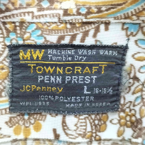 タウンクラフト TOWNCRAFT 70S デカ襟 襟芯 総柄 ペイズリー柄 S/S シャツ メンズ import:L