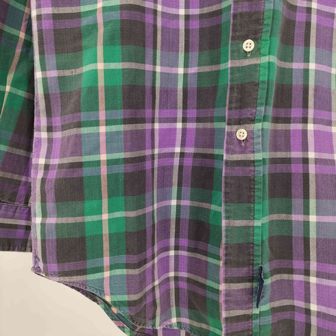 ポロバイラルフローレン Polo by RALPH LAUREN 90s カナダ製 マドラスチェック インドコットン ポニー刺繍 ボタンダウンシャツ メンズ import:M