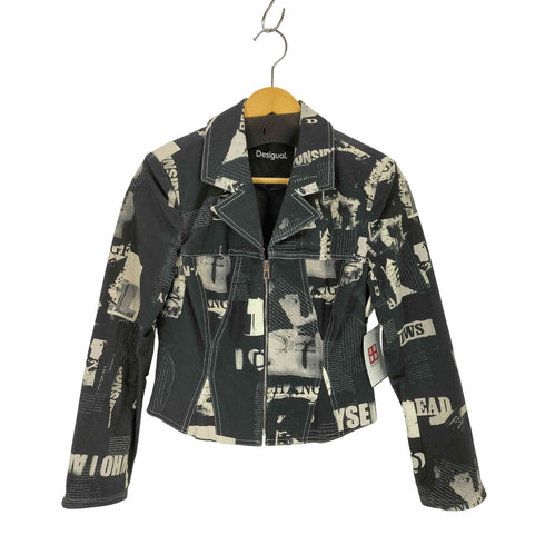デシグアル Desigual 新聞プリントのジッパージャケット レディース import:XS