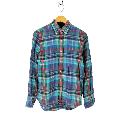 ラルフローレン RALPH LAUREN ポニー刺繍 マドラスチェック ボタンダウンシャツ メンズ import:S