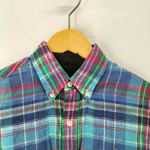 ラルフローレン RALPH LAUREN ポニー刺繍 マドラスチェック ボタンダウンシャツ メンズ import:S