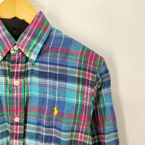 ラルフローレン RALPH LAUREN ポニー刺繍 マドラスチェック ボタンダウンシャツ メンズ import:S